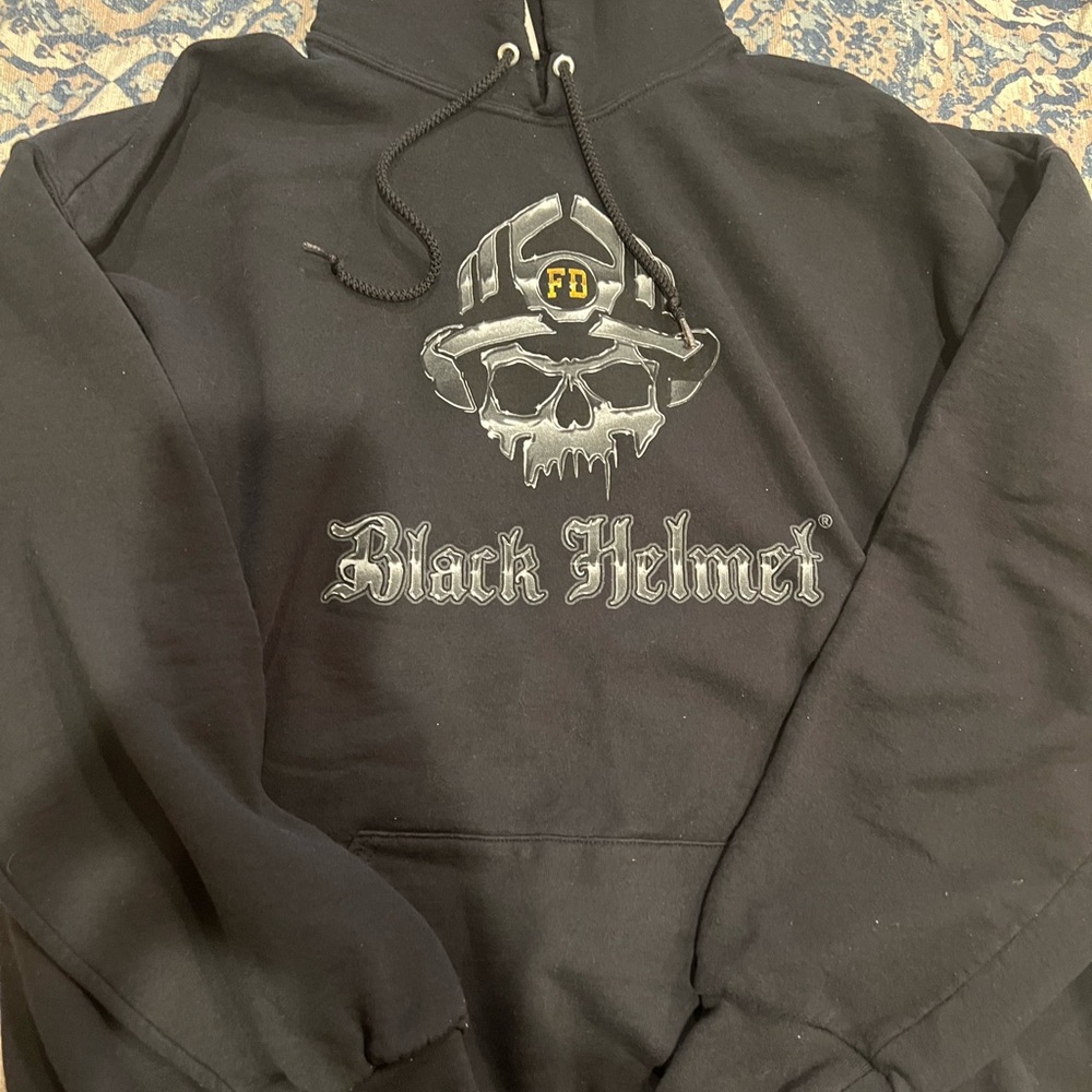 Black Helmet Hoodie with Skull Design